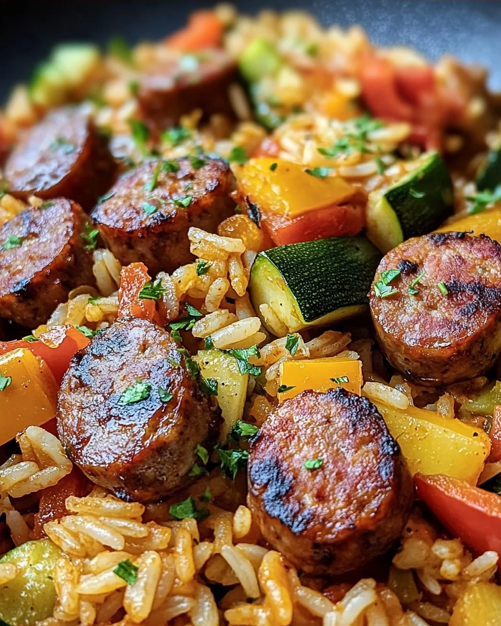 Wurst Reis Pfanne