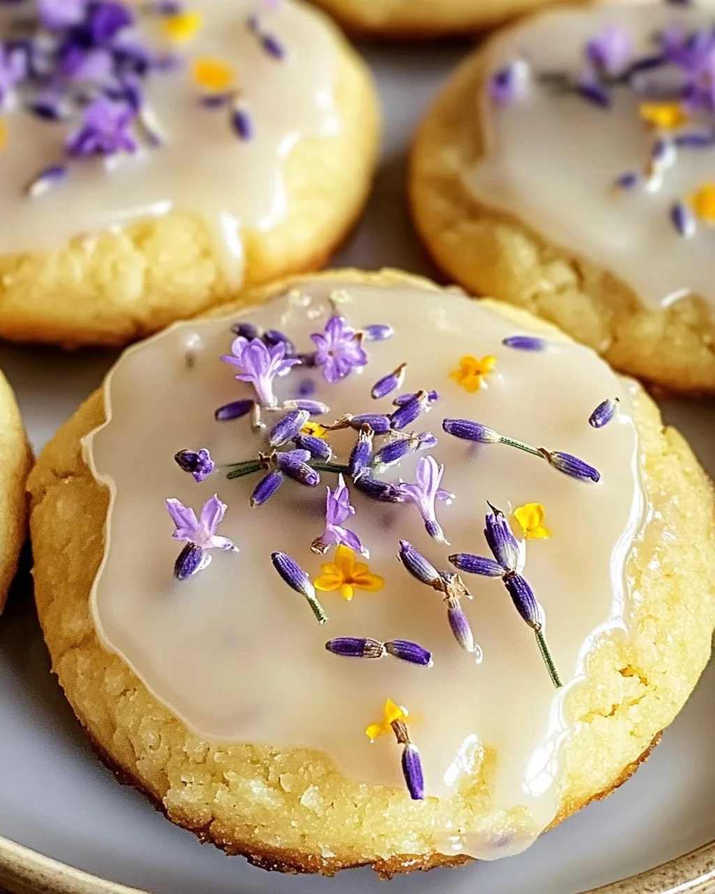 Zitronenlavendelplätzchen mit süßem Guss